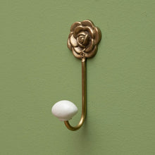 Charger l'image dans la galerie, Crochet motif rose métal doré et céramique