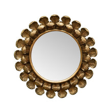 Charger l'image dans la galerie, Miroir rond plumes dorées