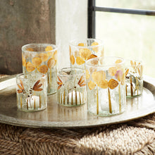 Charger l'image dans la galerie, Photophore en Verre – Motif de Feuilles Dorées Incrustées