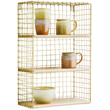 Charger l'image dans la galerie, Étagère murale en bois et métal - Ant. Brass, Naturel