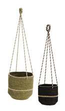 Charger l'image dans la galerie, Lot de 2 Paniers Cache-Pot Suspendus - Olive, Noir, Naturel