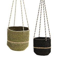 Charger l'image dans la galerie, Lot de 2 Paniers Cache-Pot Suspendus - Olive, Noir, Naturel