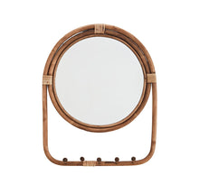 Charger l'image dans la galerie, MIROIR EN ROTIN avec 5 patères
