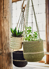 Charger l'image dans la galerie, Lot de 2 Paniers Cache-Pot Suspendus - Olive, Noir, Naturel