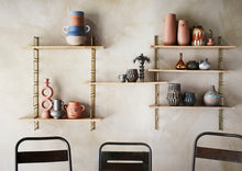 Charger l'image dans la galerie, Étagère en bois de manguier et métal doré – 3 planches réglables