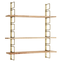 Charger l'image dans la galerie, Étagère en bois de manguier et métal doré – 3 planches réglables
