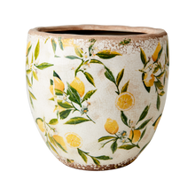Charger l'image dans la galerie, LEMONA Cache-pot motif citron jaune - Forme ronde oblongue
