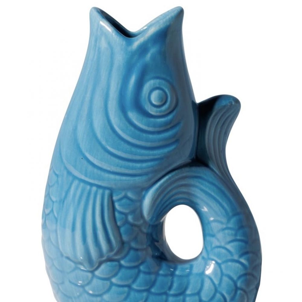 Petit vase poisson grès bleu clair