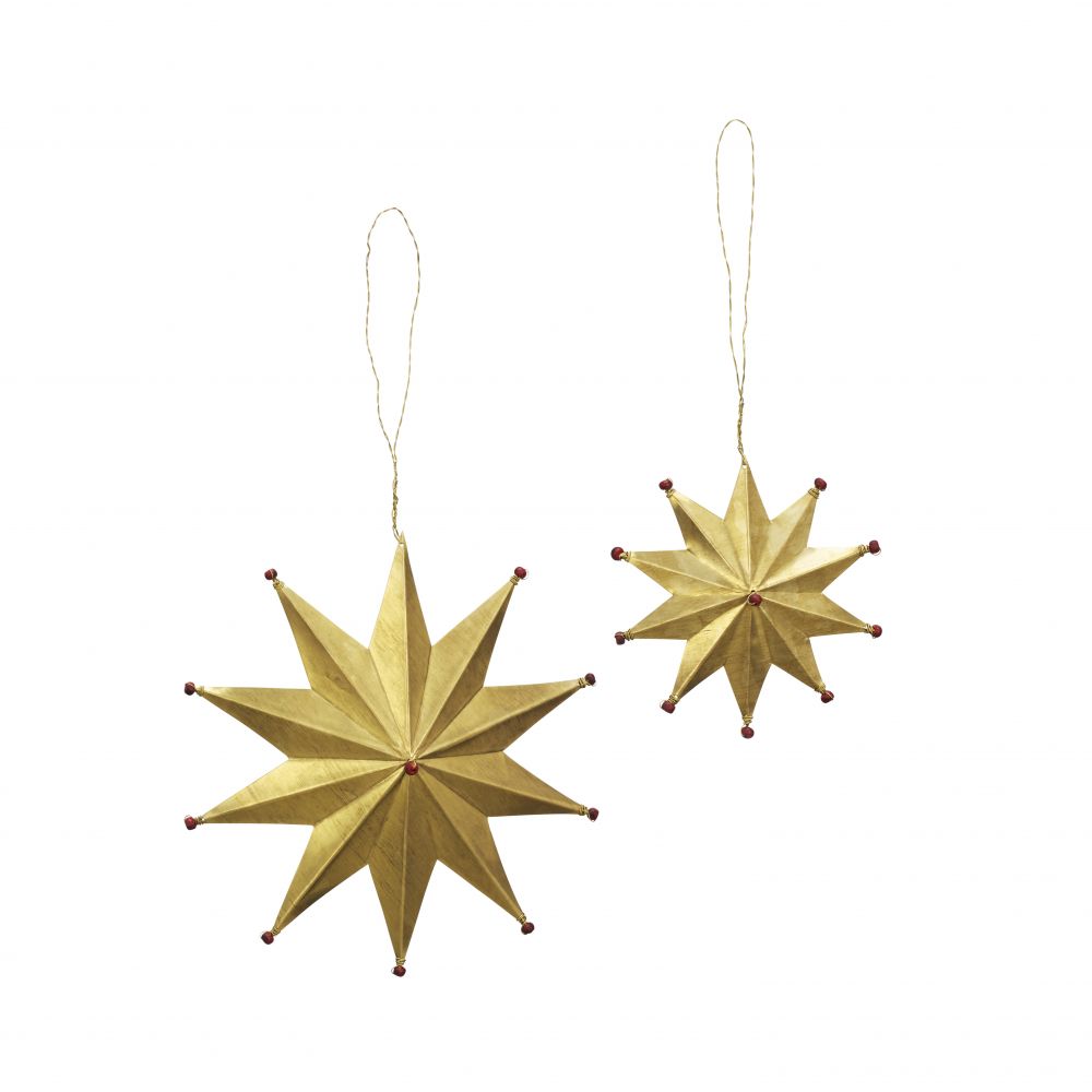 BOULE DE NOEL SET DE 2 ÉTOILES EN LAITON SUSPENDUES