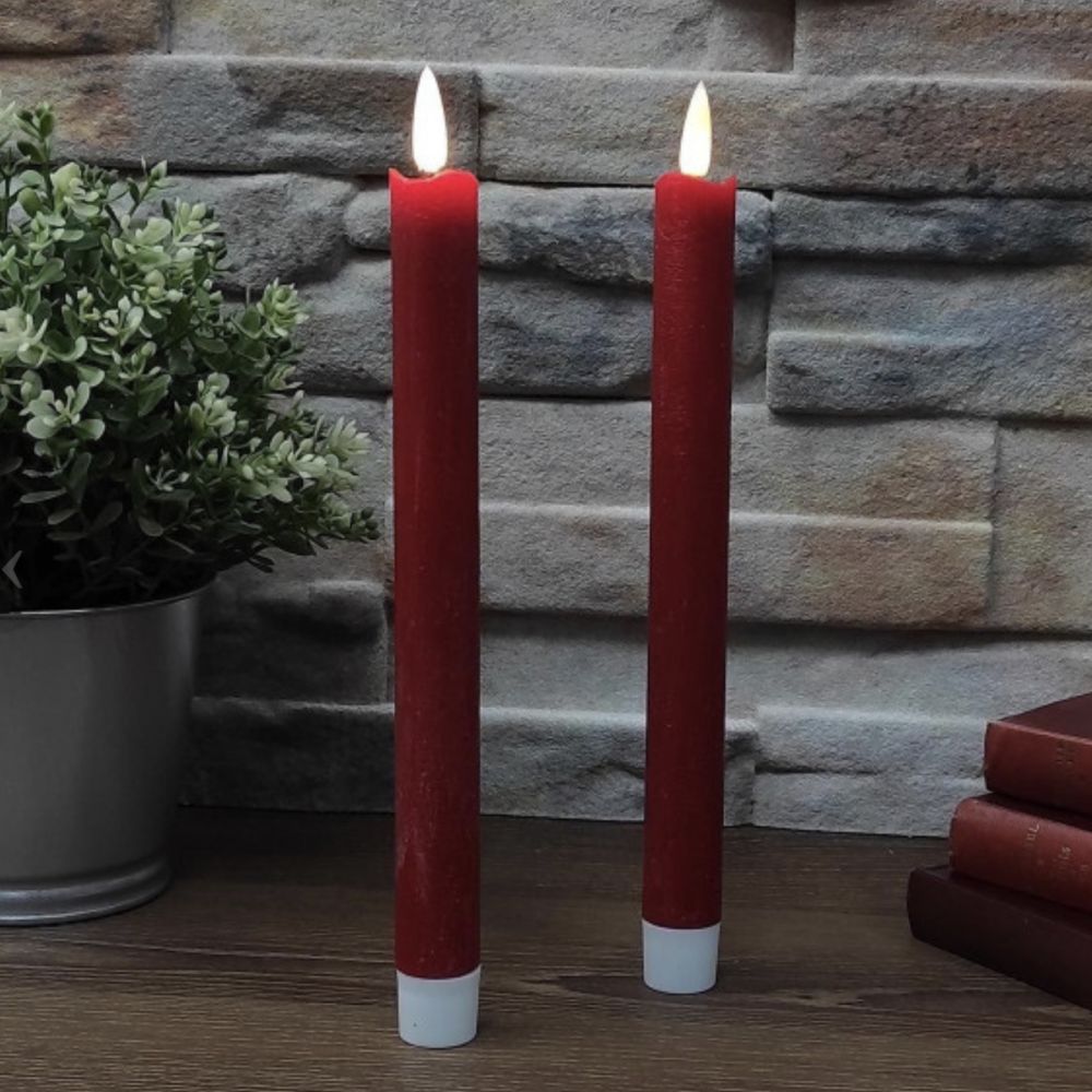 Bougie chandelle LED cire rouge