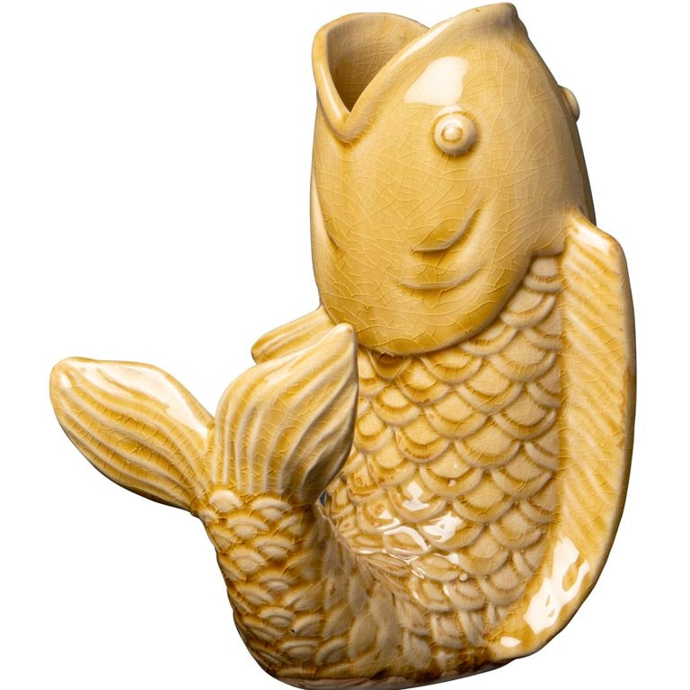 Vase Poisson en Céramique – Couleur Moutarde