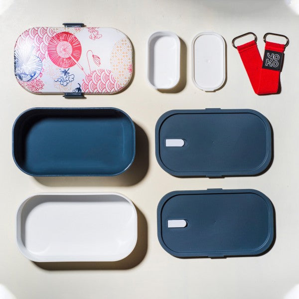 XWUX - Boîte Repas Bento 2 étages Avec 5 Compartiments Et Couverts - 1200 Ml, Anti-fuite - Pour Micro-ondes Et Lave-vaisselle