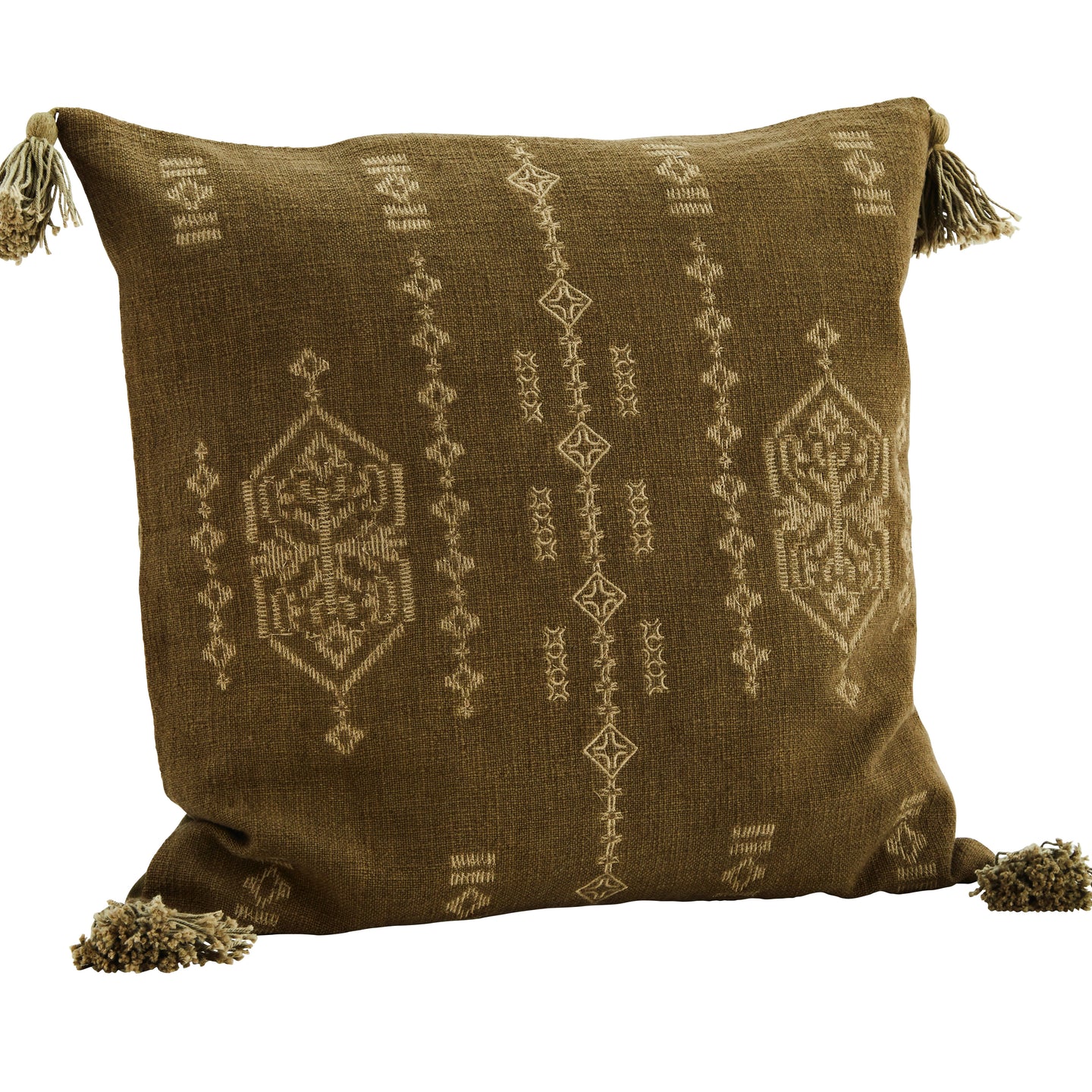 COUSSIN EMBROIDERED CUSHION COVER W/ TASSELS DECORATION