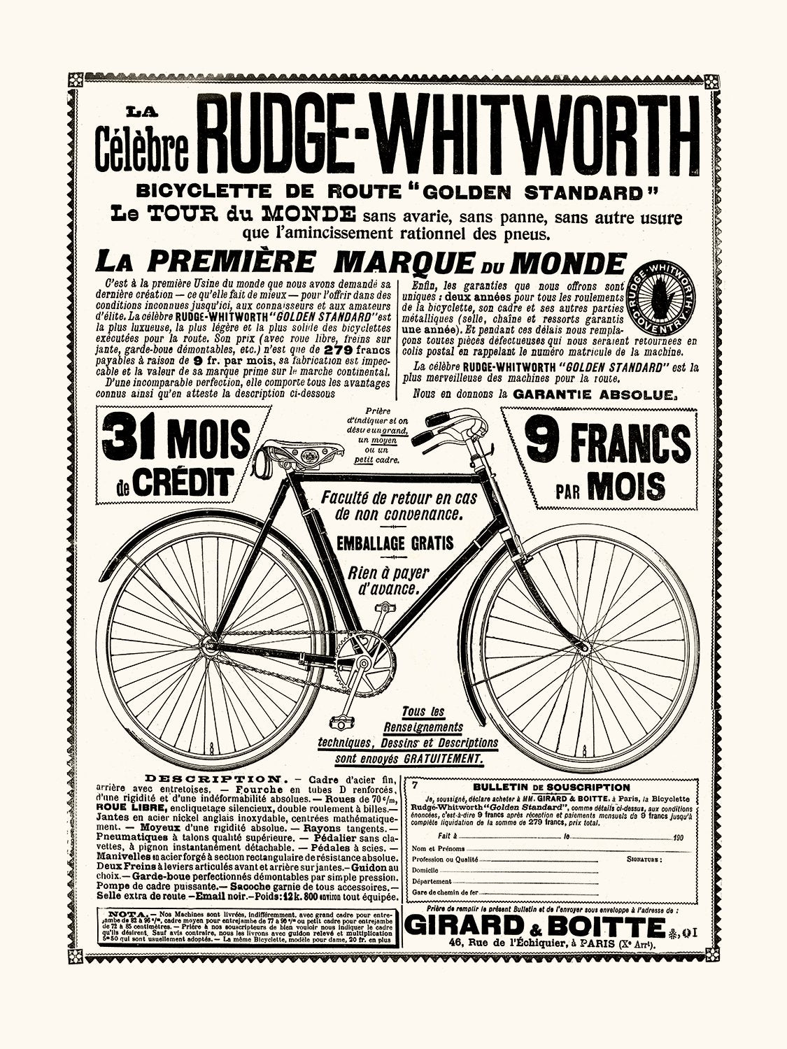 AFFICHE VELO